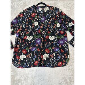 Women’s Chico’s Blouse Sheer Floral Print Multicolored Plus Size 3 16/18